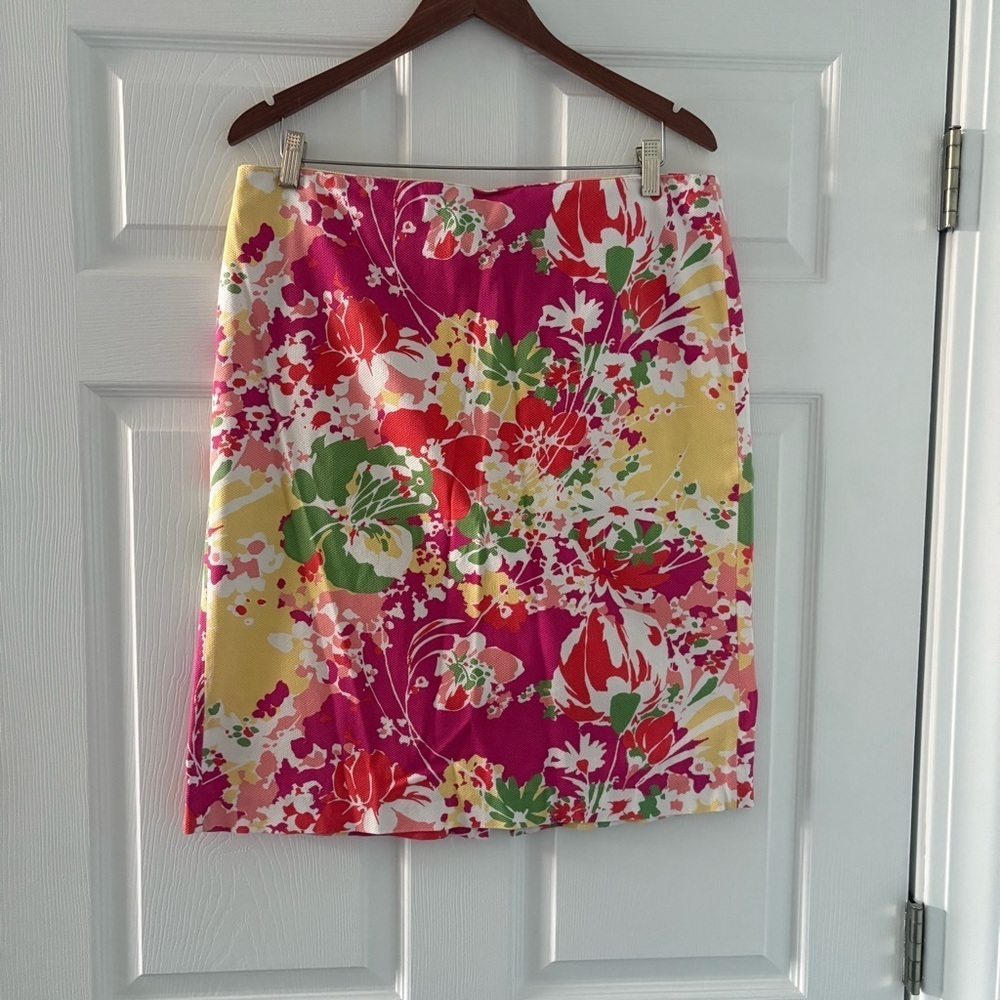 Talbots Pink, Red, Green and Yellow Knee-Length Pencil Skirt